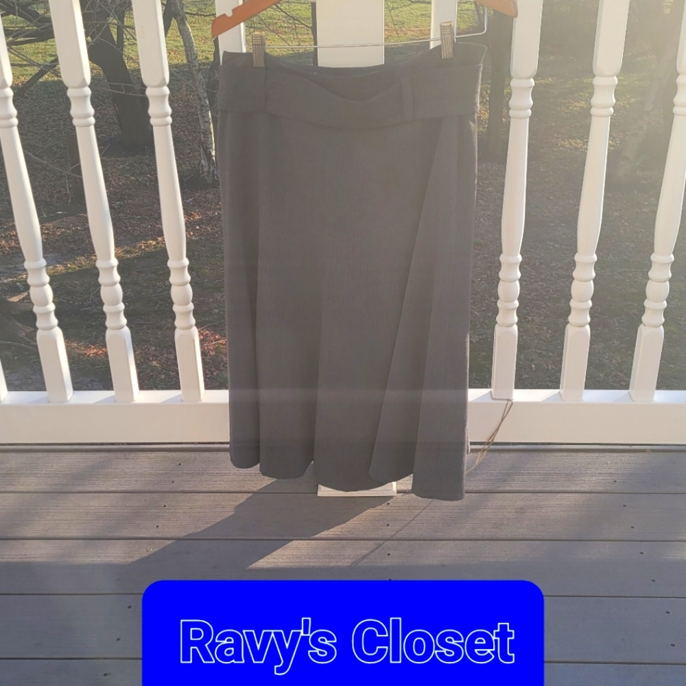 🍑 CURVY Women's Black & Grey Belted Houndstooth Skirt sz12